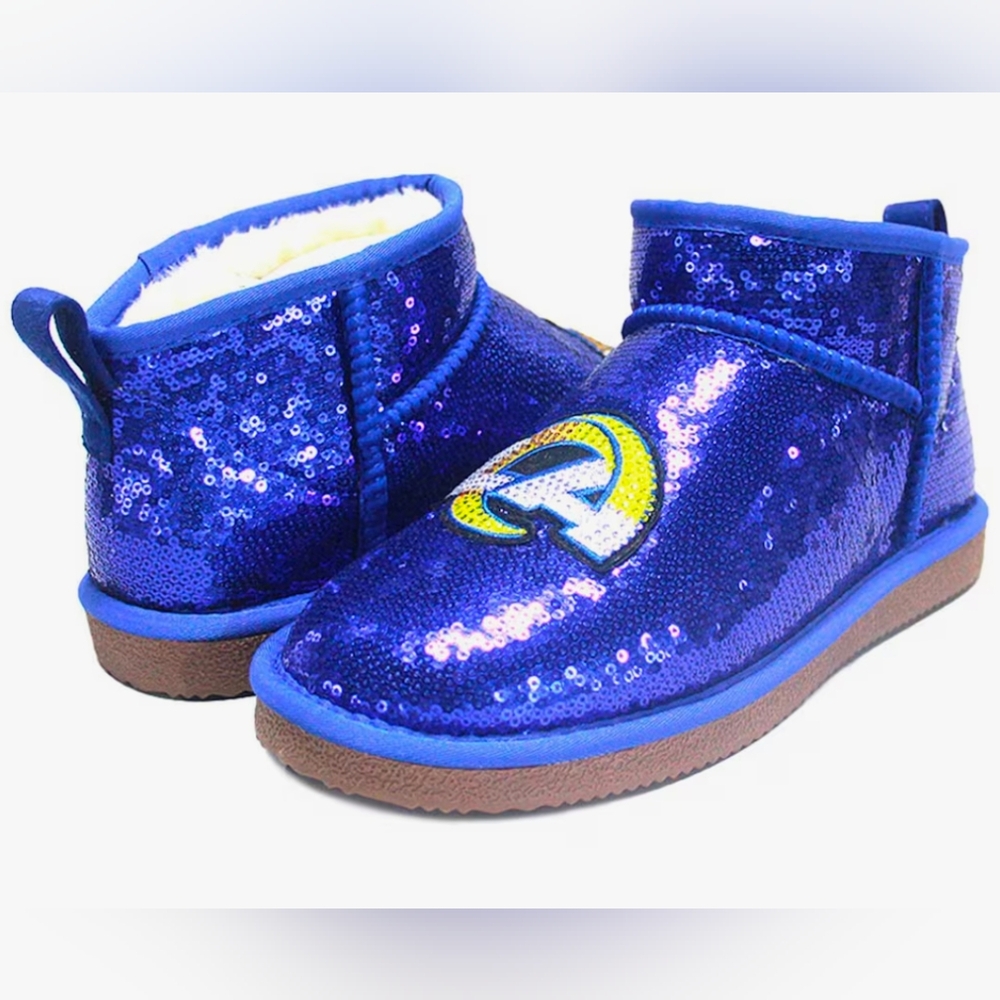 NFL Los Angeles Rams Blue Sequin Ankle Boots NIB size 10
